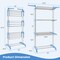 Blue 4-Tier Freestanding Folding Clothes Drying Rack with Rotatable Side Wings and 8 Hanging Rods